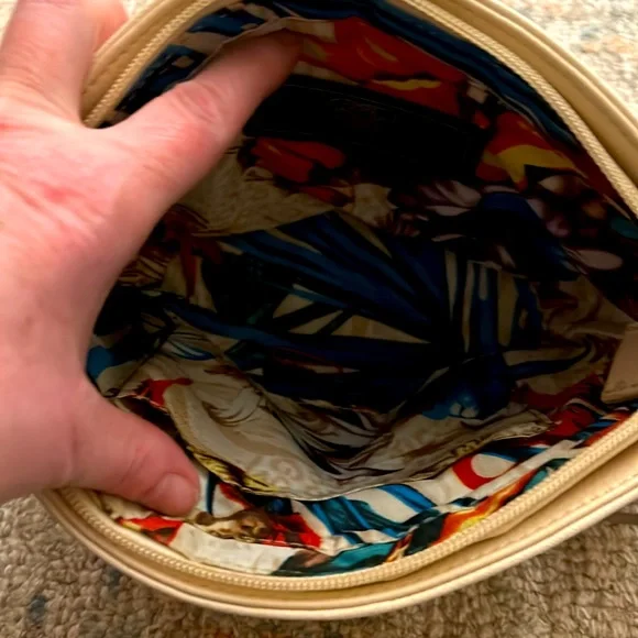 Vintage Sharif Pink/Green Hand Painted Tulip Crossbody Bag